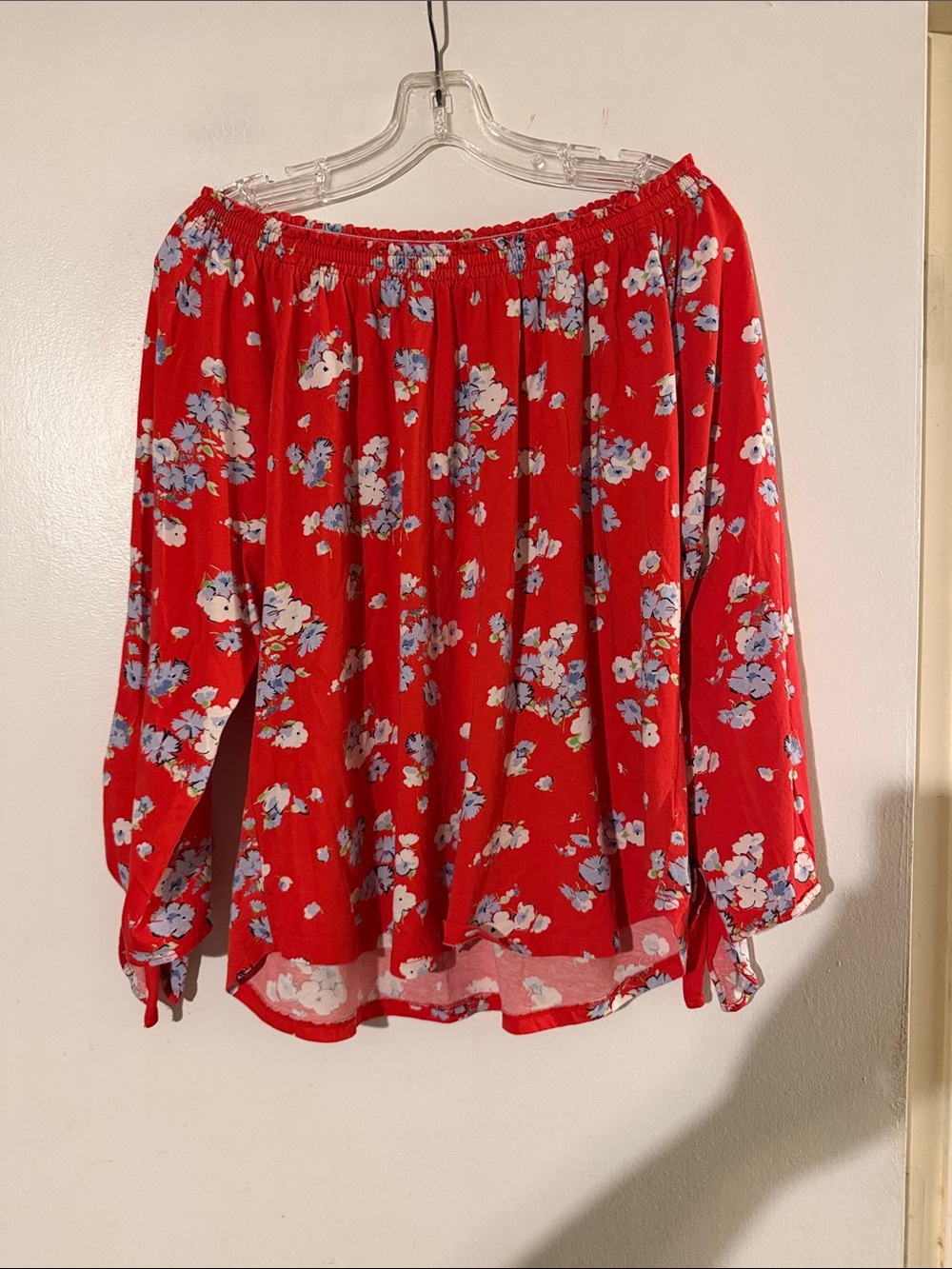 Ralph Lauren red/multi off shoulder top. Can ton